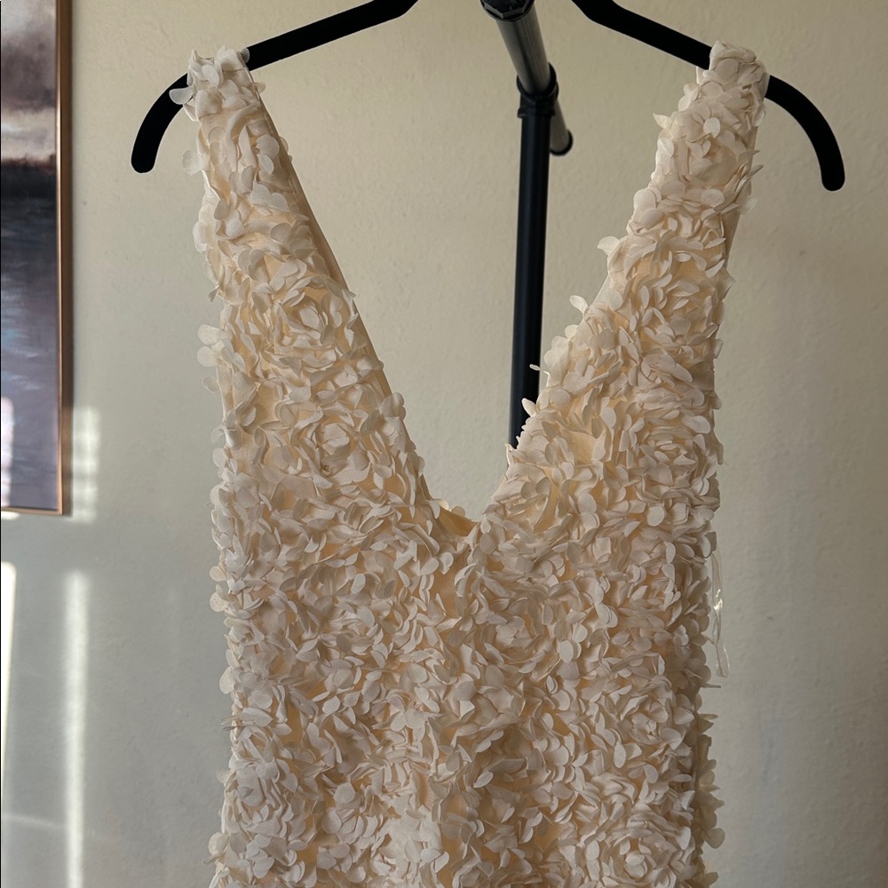 HOUSE OF CB CARENA CREME PLUNGE FLORAL‎ APPLIQUÉ MAXI DRESS size S NWOT - Picture 6 of 12